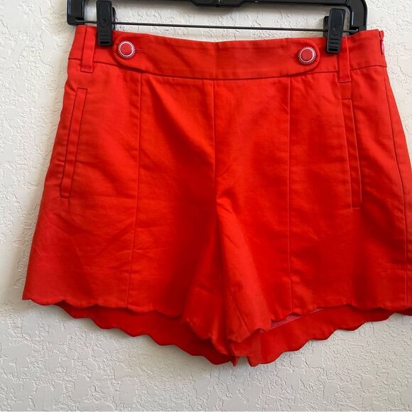 Cartonnier Orange Scalloped High Waisted Shorts Women’s Size 2 Anthropologie - Picture 2 of 8